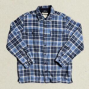 L.L. Bean Fleece-Lined Plaid Shirt Jacket Blue - Medium